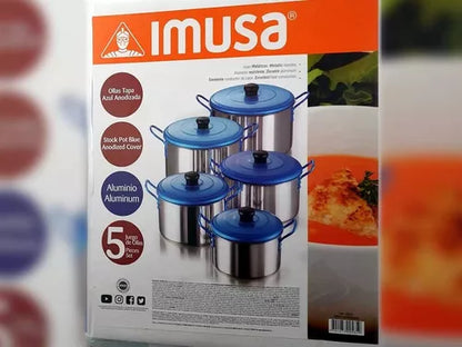 Juego de ollas Imusa tapa azul x5